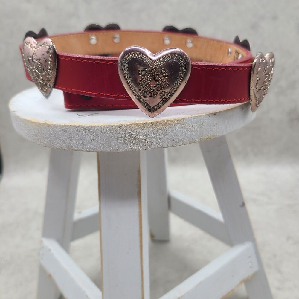 Vtg Justin Red Top Grain Cowhide Leather Belt 26 508RD No Buckle Made in USA